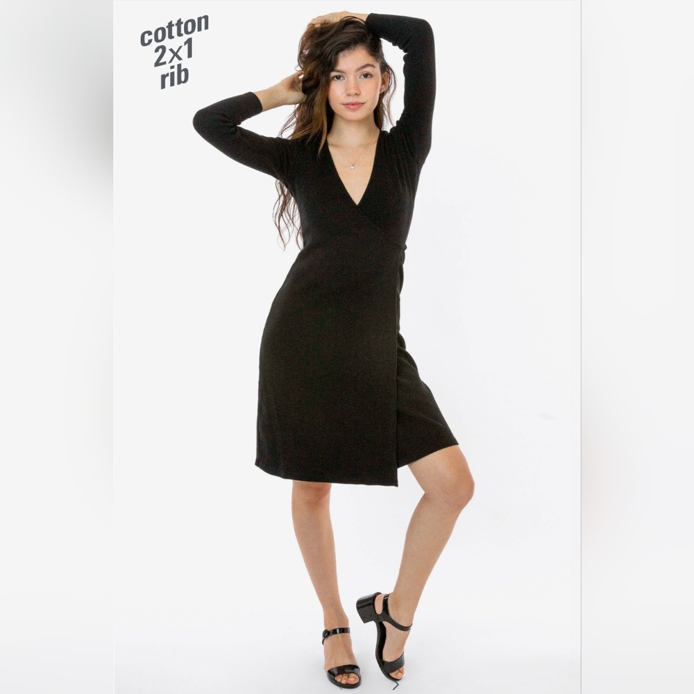 Los Angeles apparel Wrap Dress Black Size Medium